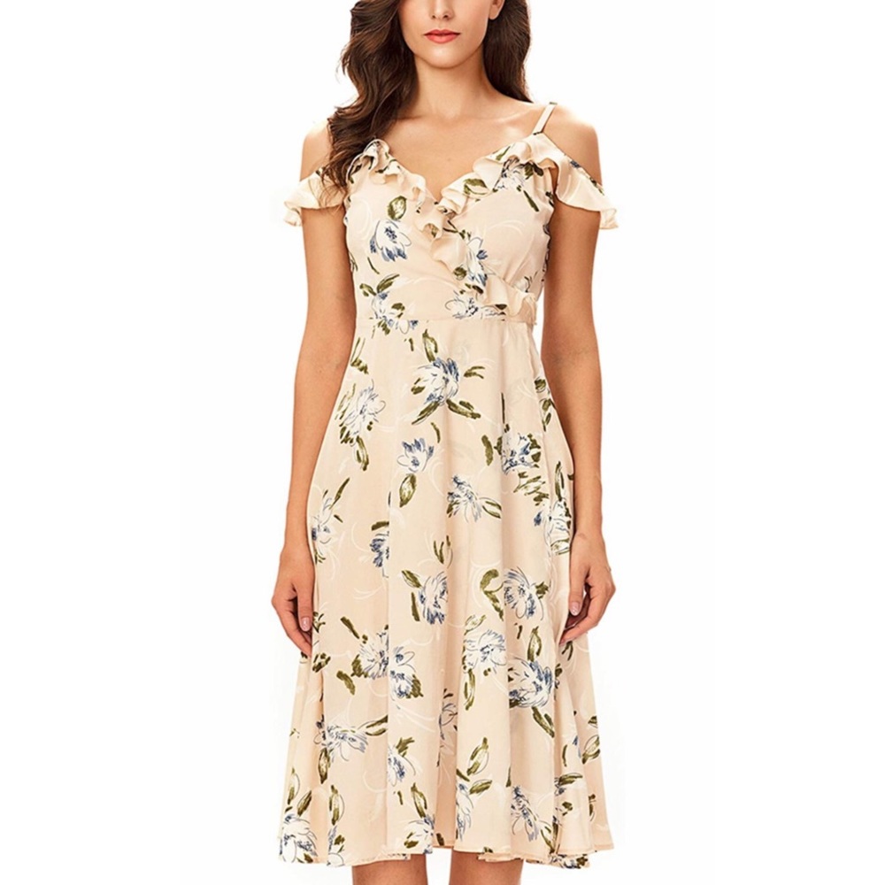 NWOT Noctflos Women's Floral Cold Shoulder Dress